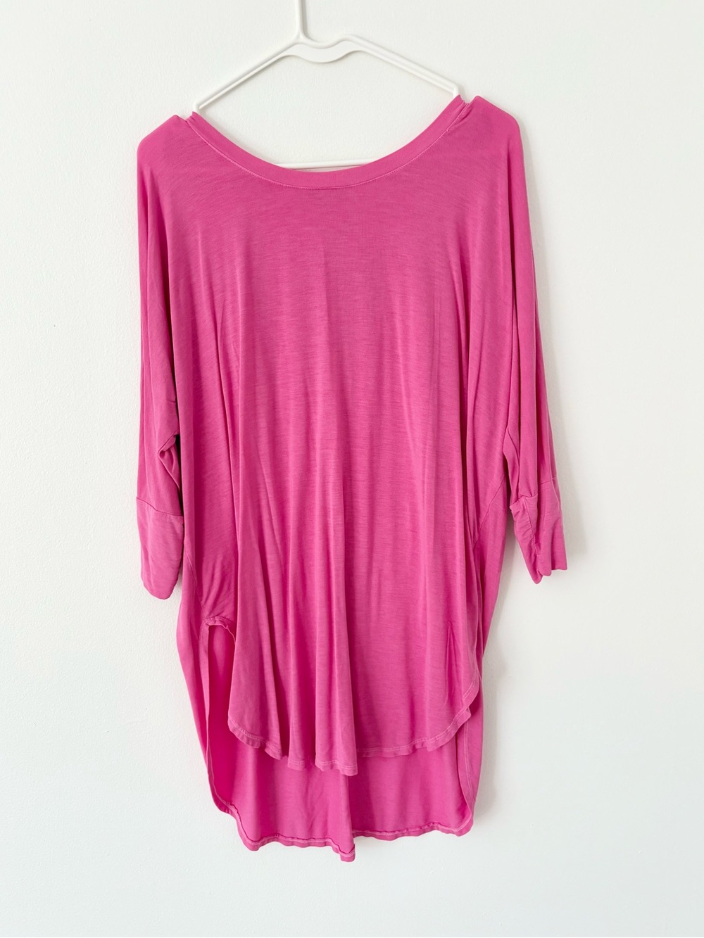 Michael Stars Barbie Pink 3/4 Length Sleeves High Low Boat Neck Tunic Medium